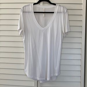 COPY - The Group Babaton Aritzia White V-Neck Tee